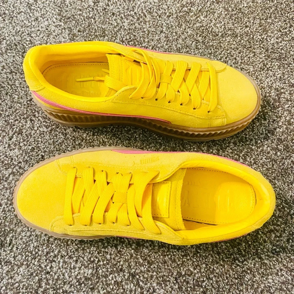 NIB Puma X Fenty Yellow & Pink Suede Cleated Creeper Sneakers